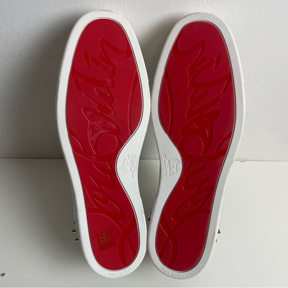 Christian Louboutin Low Sneaker Vieira 2 Spike Men 45.5 Silver Glittered Leather - Picture 11 of 15